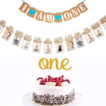 Bememo First Birthday Decoration Set 1st Baby Cake Topper And 1