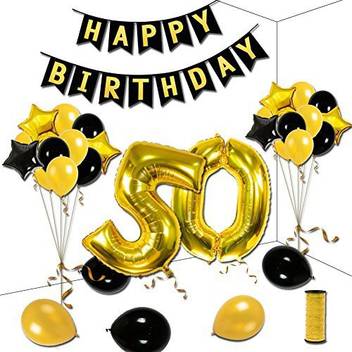 Kumeed 50th Birthday Party Decorations Kit Gold Black Star