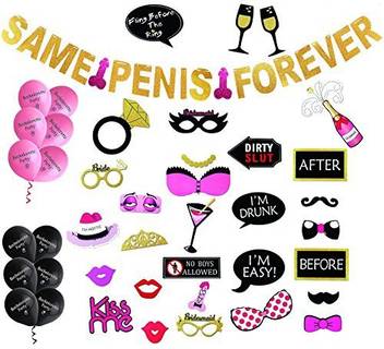 Juniqute Bachelorette Party Decoration And Supplies Photo Booth Props Balloon Same P Forever Banner Gold Glitter Foam Letter Dress Up Accessories For Bridal Shower Hen Favor Wedding Bachelorette Party Decoration And