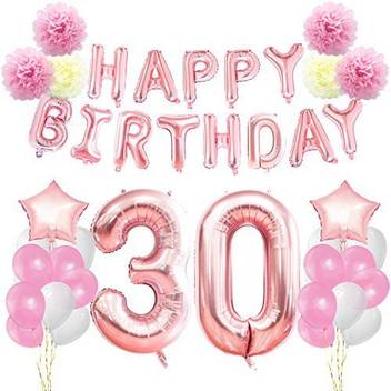 Kungyo 30th Birthday Decorations Kit Rose Gold Happy Banner Giant