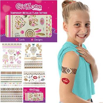 Girlzone Gifts For Girls Metallic Flash Tattoos Kids Temporary 5 Card Pack 65 Designs Best Birthday Present Girls Age 3 4 6 7 8 9 Years Old Gifts For Girlzone Gifts For Girls Metallic Flash Tattoos Kids Temporary 5 Card Pack 65 Designs Best Birthday Present Girls Age 3 4 6 7 8 9 Years Old Gifts For