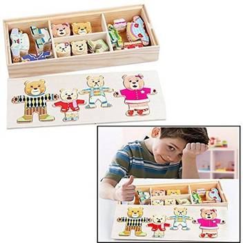 Generic Itian 72 Pieces Wooden Bear Family Dress Up Puzzle Games With Storage Case Educational Toy For Children Itian 72 Pieces Wooden Bear Family Dress Up Puzzle Games With Storage Case Educational Toy