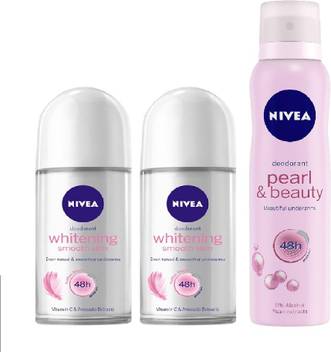 Nivea Whitening Smooth Skin Roll On Pearl Beauty Deodorant Combo Pack Of 3 Deodorant Spray For Women Price In India Buy Nivea Whitening Smooth Skin Roll On