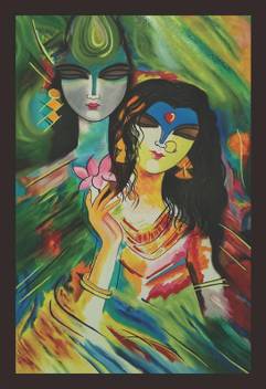 Mad Masters Mad Masters Beautiful Lord Krishna and Radha 1 Piece wooden  framed painting |Wall