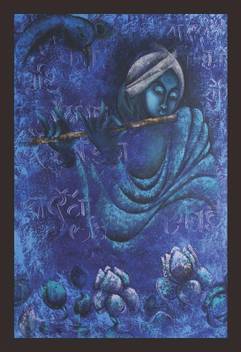 Mad Masters Mad Masters Lord Krishna 1 Piece Wooden Framed Painting Wall Art Home
