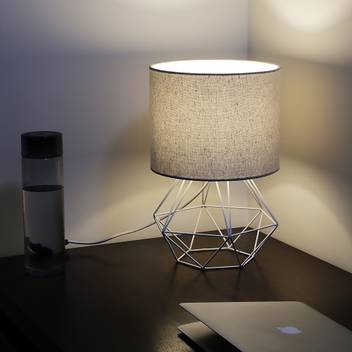 Craftter Khadi Grey Fabric Shade White Diamond Metal Base