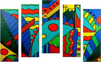 Pintura Abstract Art Designer 5 Panel Canvas Painting Size 45