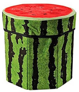 Akr Designer Foldable Multi Purpose Velvet Storage Stool Seat For Sitting And Storing Toys Things Living Bedroom Watermelon Stool Living
