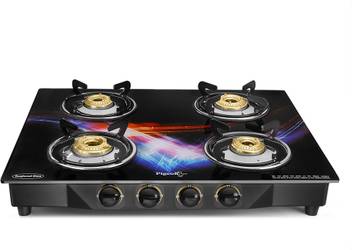 Pigeon Spark Square Glitter 4 Burner Full Size Gas Stov Glass