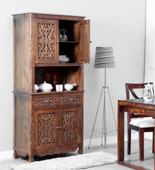 Balaji Wooden Solid Wood Crockery Cabinet Price In India Buy Balaji Wooden Solid Wood Crockery Cabinet Online At Flipkart Com