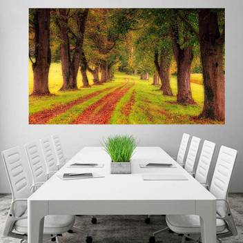 Tree Pathway Wallpaper Wall Decor Poster No Framed Large Painting