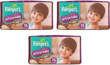 Pampers Active Baby Taped Diapers Size Xl 56 Pcs Pack Set Of 3