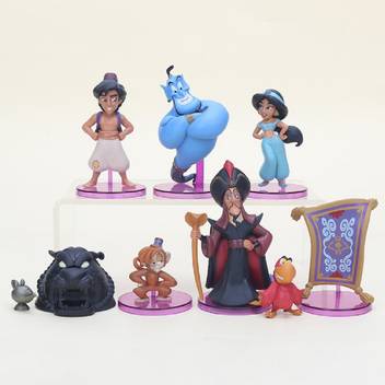 Toy Mela Disney 8 Pcs Set Aladdin Pvc Action Figures Cute Cartoon Princess Jasmine Genie Jafar Abbu Mermaid Toys Models Girls Gifts With Box Disney 8 Pcs Set Aladdin Pvc Action Figures Cute