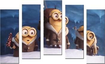 Pintura 3 Minion Designer 5 Panel Canvas Painting Size 45 Inchx24