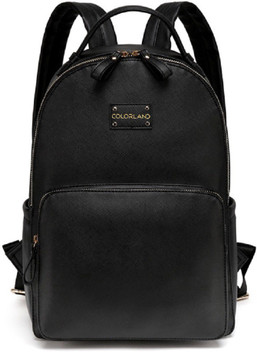 black leather diaper bag