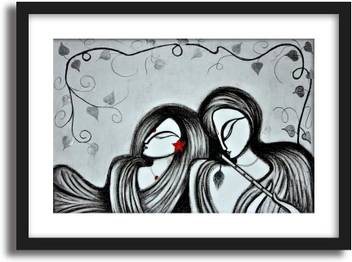 Artcentral Spiritual Series Lord Krishna And Shree Radha Black And