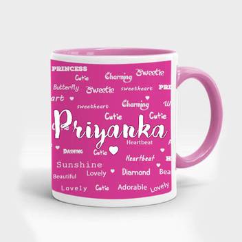 My Gifts Zone Priyanka Name Beautiful Pink Ceramic Coffee Gifts For Anniversary Birthday Valentine S Day For Your Wife Girlfriend Ceramic Mug Price In India Buy My Gifts Zone Priyanka Name Beautiful Pink