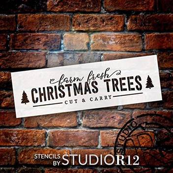 Studio R Farm Fresh Christmas Trees Long Word Art Stencil 20 X 6 Stcl2002 2 By Studior12 Farm Fresh Christmas Trees Long Word Art Stencil