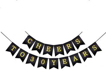 Theme My Party Black Cheers To 30 Years Banner 30th Birthday Party