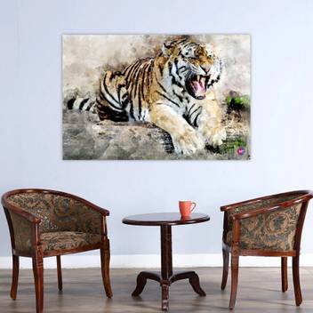 Chandras Abstract Tiger Single Frame Panel Canvas Wall Art Canvas