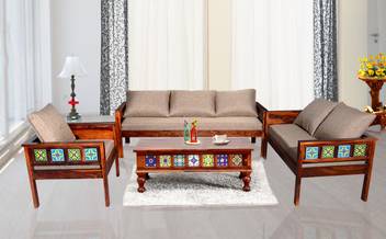Balaji Wooden Fabric 3 2 1 Honey Oak Sofa Set Price In India Buy Balaji Wooden Fabric 3 2 1 Honey Oak Sofa Set Online At Flipkart Com