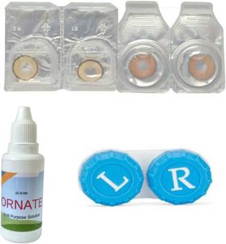 Ornate Hazel Honey Colored Contact Lens 2 Pair With Case And