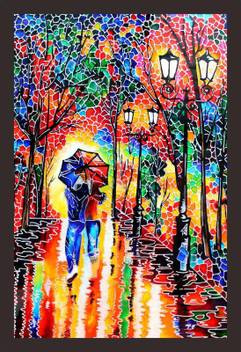 Mad Masters Glass Art Style Painting 1 Piece Wooden Framed