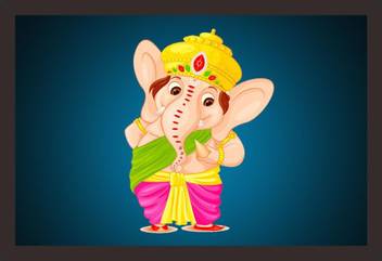 Mad Masters Lord Krishna Cartoon illustraation for kids room 1 Piece wooden  framed painting |Wall