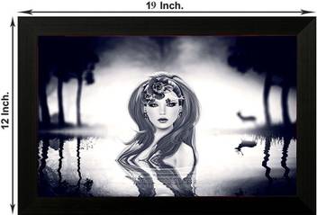 Pintura B W Girl Designer Painting With Wooden Frame Wall Art
