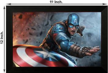 Pintura Captain America Designer Painting With Wooden Frame Wall