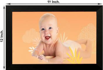 Pintura Cute Baby Designer Painting With Wooden Frame Wall Art