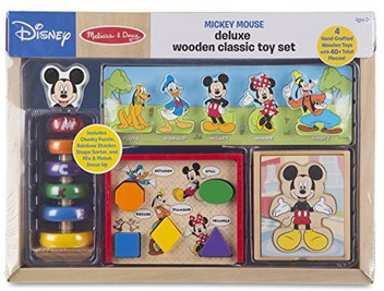melissa and doug mickey mouse deluxe wooden vehicle set