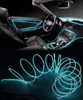 Carzex El Wire Car Interior Light Ambient Neon Light For Cars With Controler Ice Blue 5 Meter Car Fancy Lights