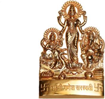 Rudra Divine Laxmi Ganesh Saraswati Idol For Pooja Gift Brass