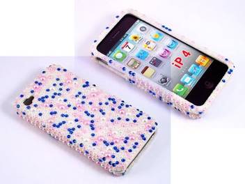 Isee Case 3d Blue Pearl Design Bling Rhinestone Crystal Snap On