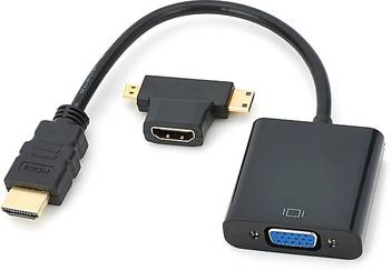 Microware 1080p Micro Hdmi Mini Hdmi Hdmi To Vga Video Adapter Cable Black 0 015 M Hdmi Cable Microware Flipkart Com
