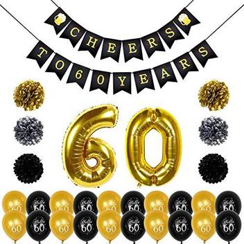 Konsait 60th Birthday Party Decorations Kit Cheers To Banner