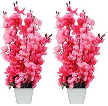 Kaykon 2 Artificial Flowers With Pot Superb Home Decor Flower Pot 16 Inch Red Pink Orchids Artificial Flower With Pot Price In India Buy Kaykon 2 Artificial Flowers With Pot