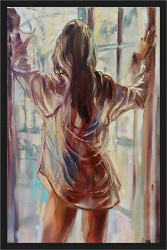 Hot And Beautiful Girl Painting Poster With Frame Gloss Lamination