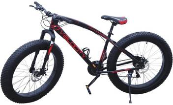 Velocity Stealth Front Suspension Fat Tyre With Dual Disc Brake Bike For Adults Black Red 26 T Mountain Cycle Price In India Buy Velocity Stealth Front Suspension Fat Tyre With