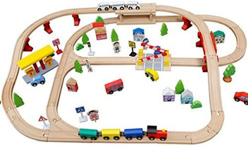 train track set wooden
