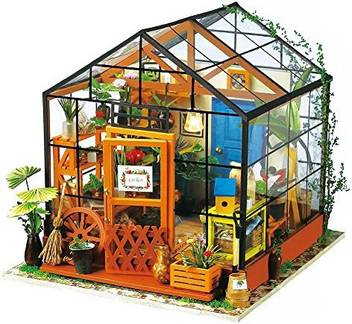 Genrc Diy House Model Kit Small Green House With Led Light