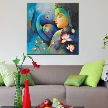 Style Crome Style Crome Wooden Framed Budha Printed Canvas Ready