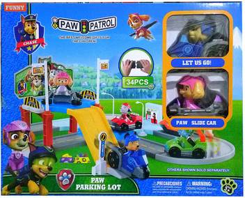 Indusbay Paw Patrol Parking Lot 34 Pcs Assembly Track Toy With Pups Toy Figure Chase Skye Their Vehicles Paw Patrol Parking Lot 34 Pcs Assembly Track