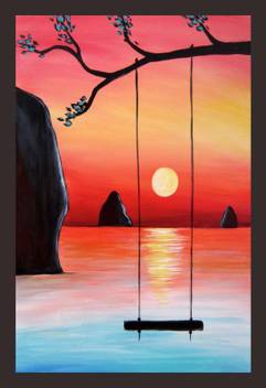 Mad Masters Sweet Elegant Sunset Painting 1 Piece Wooden Framed Painting Wall Art Home