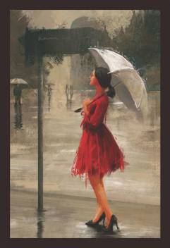 Mad Masters Beautiful Lady With An Umbrella 1 Piece Wooden Framed