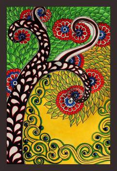 Mad Masters Peacock Feather Art In Glass Painting Style 1 Piece