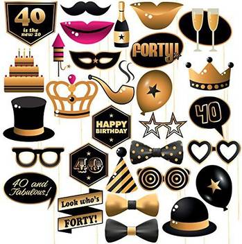 Blue Panda 40th Birthday Photo Booth Props 30 Pack Forty