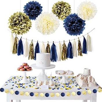 Nicrolandee Nicrolandee Navy Blue Gold Party Decoration Kit