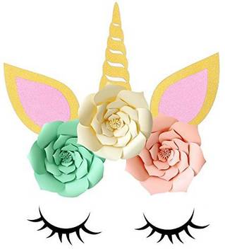 Sakolla Unicorn Party Decorations Backdrop Large Horn Ears
